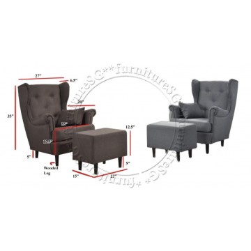 Arwana 1 Seater Fabric Lounge Sofa With Stool